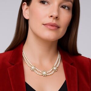 Vintage Two-Strand Pearl Necklace with Delicate Clasp